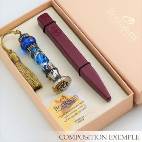 Bortoletti Sello de cera de vidrio Martini Murano con detalle de hoja de plata