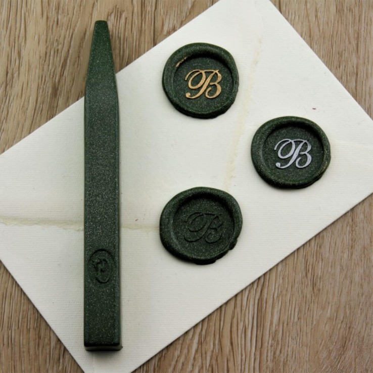 Slimming Metallic Green Wax Seal Indruk op envelop
