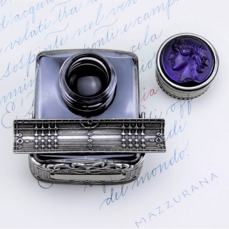 Bortoletti Sospiri Bronze Inkwell met Cameo Glass Deksel