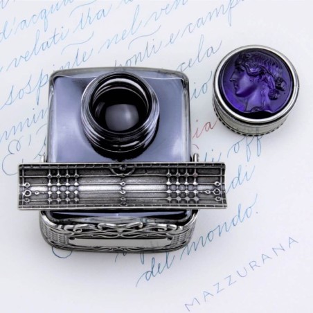 Bortoletti Sospiri bronze inkwell with cameo glass lid