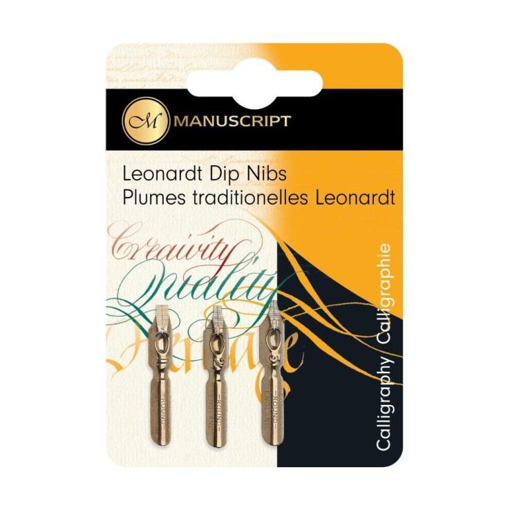 Manuscript set of Leonardt copperplate nibs for dip pen calligraphy