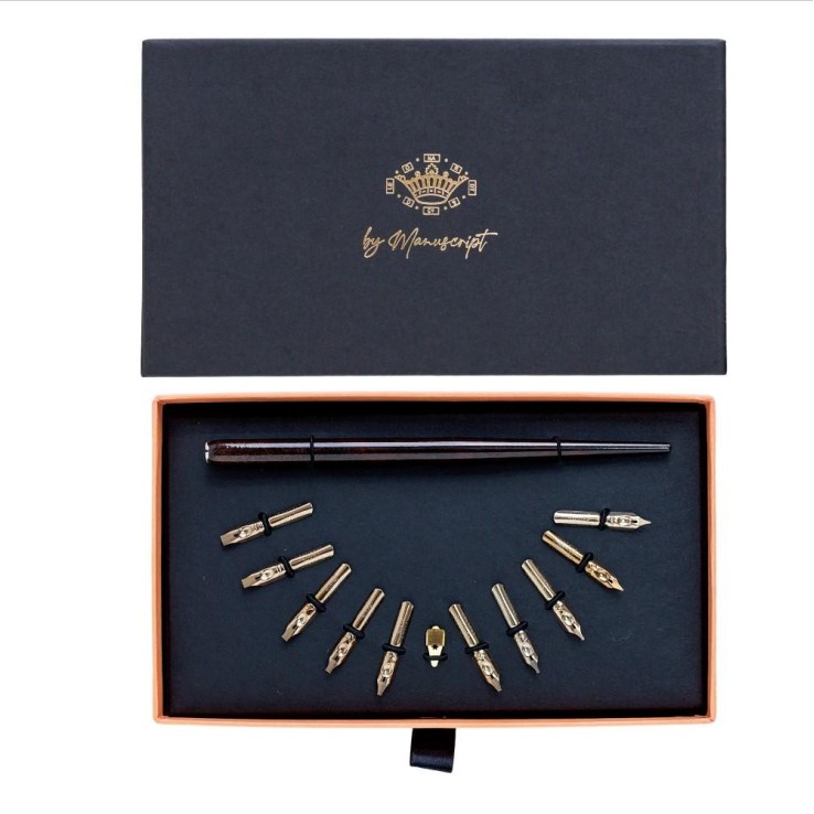 Manuscript Victoriana round hand set with Leonardt nibs and wooden holder