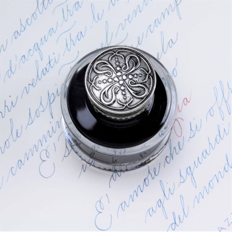 Dettaglio tappo a vite in bronzo Bortoletti CAL50 Inkwell