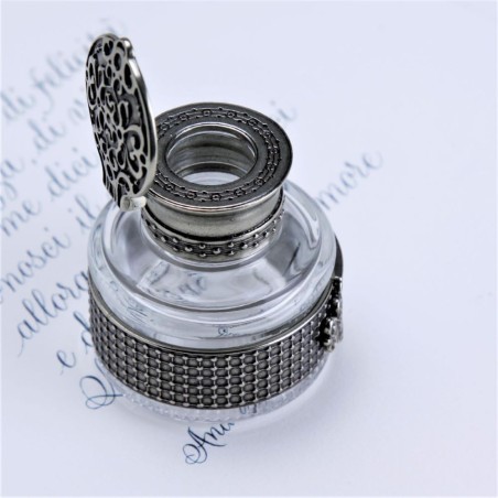 Bortoletti CAL55 Dandolo Glass ja Bronze Inkwell kanssa saranoitu kansi