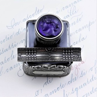 Bortoletti Cal60 Vivaldi Bronze et Verre Inkwell avec couvercle Cameo 2