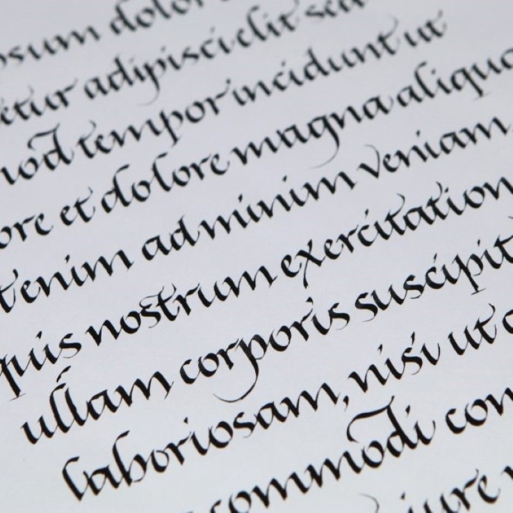 Italic calligraphy writing using PAScribe black edged ink