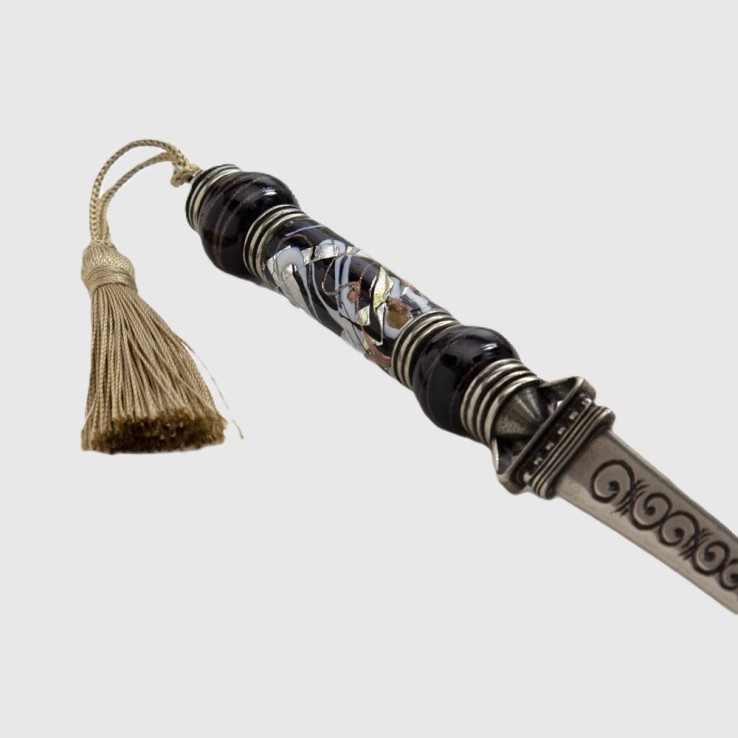 Bronzen briefopener met Murano Glass Pearl door Bortoletti