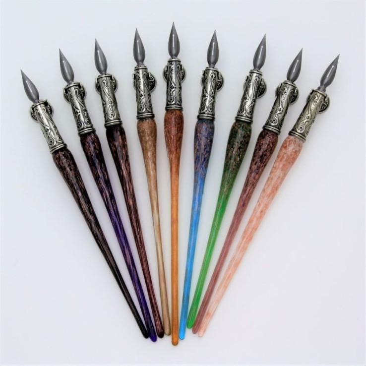 Bortoletti Stylo en verre de Murano avec une aventurine fusionnée en neuf couleurs