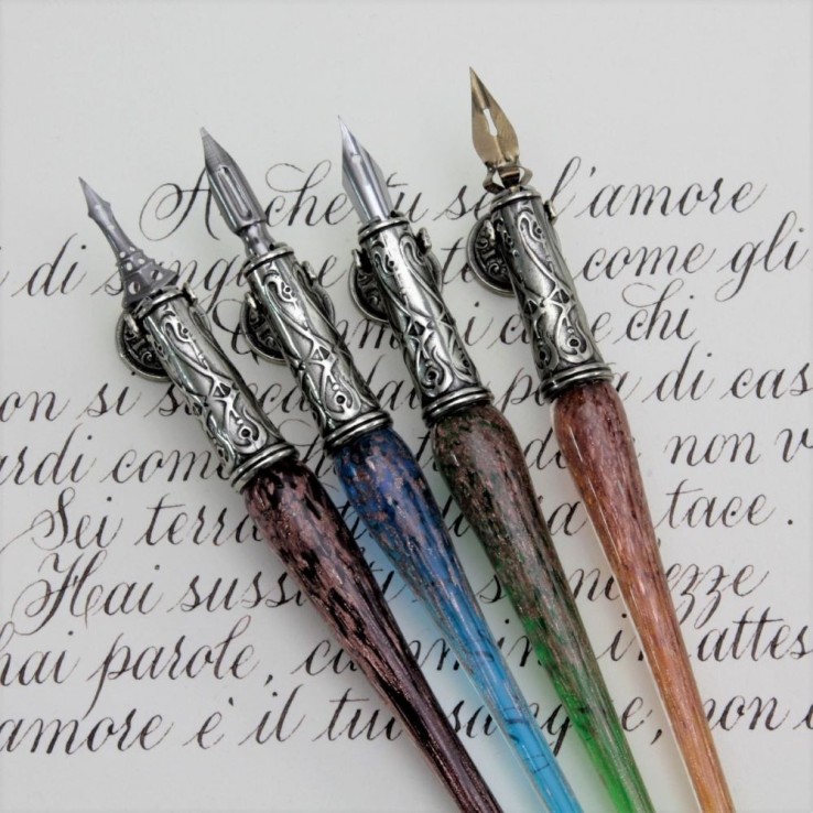 Alvise Kalligraphie Stift von Bortoletti in Murano Glasnahaufnahme