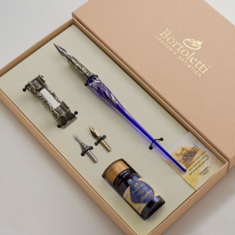 Aquamarine Bortoletti Renier Murano glass calligraphy set 2