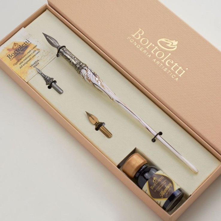 Elfenben Bortoletti Grimani Murano Glass Calligraphy Set