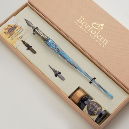 Turkoosi Bortoletti Grimani Murano Lasi Callagraphy Set