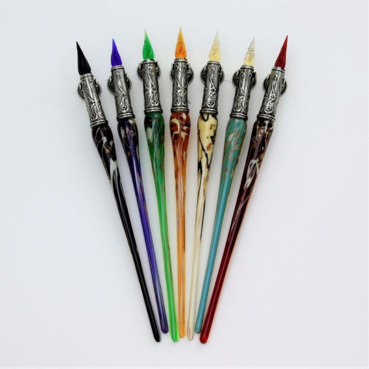 Bortoletti Gaggia Murano glass pen - seven colours - selected by Calligraphy Arts UK