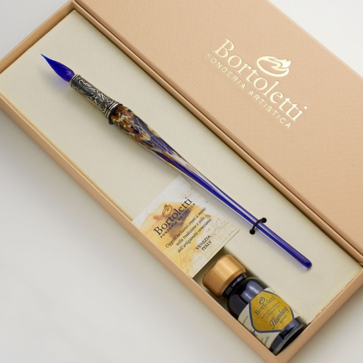 Bleu Bortoletti Stylo à plongée en verre de Gaggia Murano