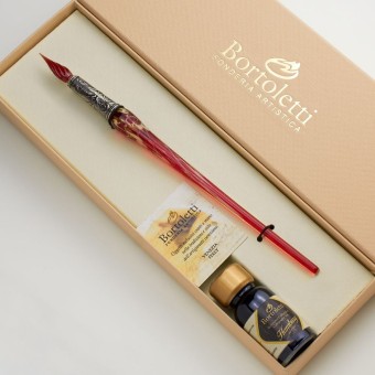 Rød Bortoletti Gaggia Murano Glass Dip Pen