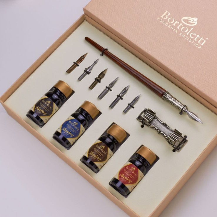Bortoletti Guardi Wooden Calkligrafi sæt med seks nibs