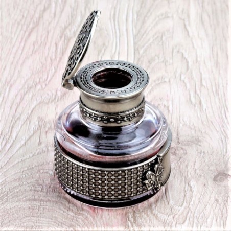 Bortoletti træskrivning sæt med hængslet bronze inkwell