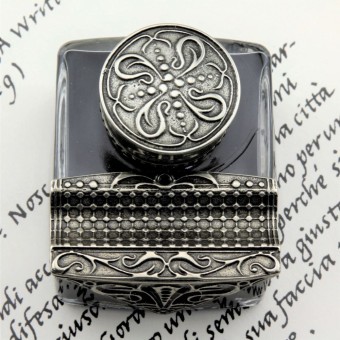 Bortoletti Calligrafia in legno Tiziano Set con inkwell in bronzo 2