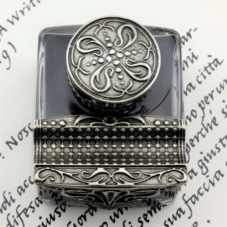 Inkwell de bronce decorativo con bolcón de descanso por Bortoletti