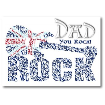 Handmade guitar card for your dad with rock legend names designed by Jane for Calligraphy Arts