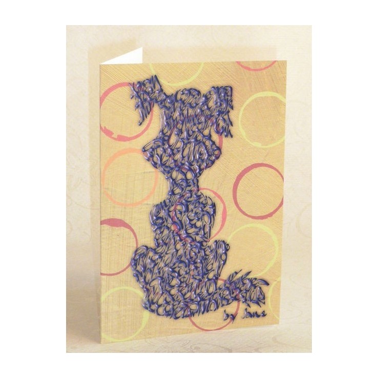 Handmade dog greeting card with canine word art