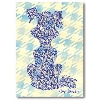 Blaue Karikatur-Dog-Karte von Calligraphy Arts