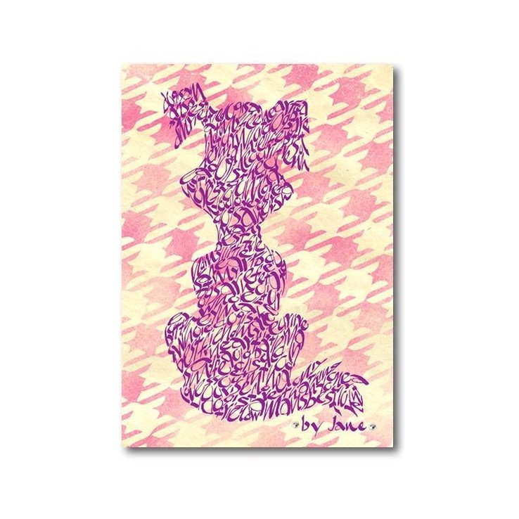 Rosa tecknad hund av Calligraphy Arts