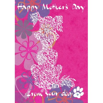 Tarjeta de día de madre temática de perros con fondo floral brillante