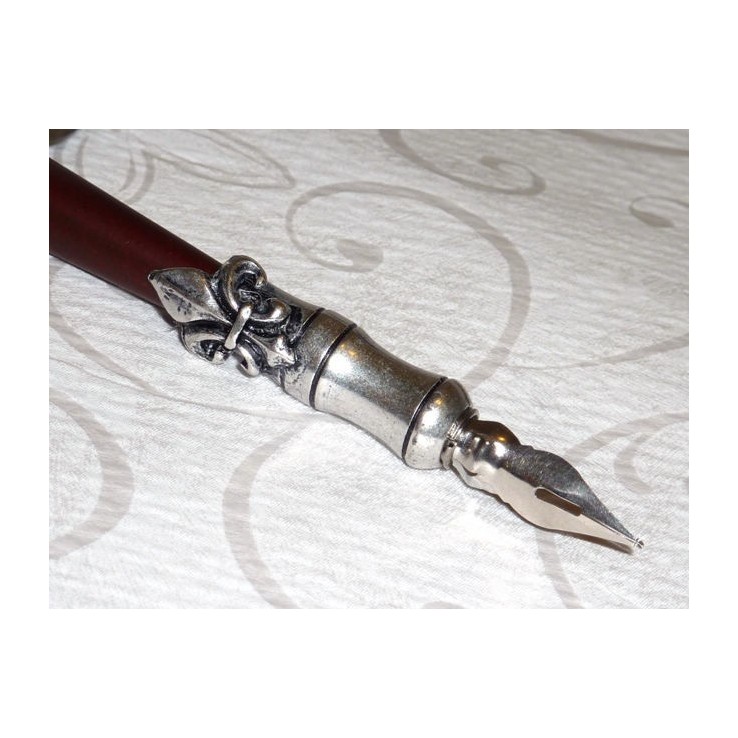 Pluma de caligrafía de madera y peltre