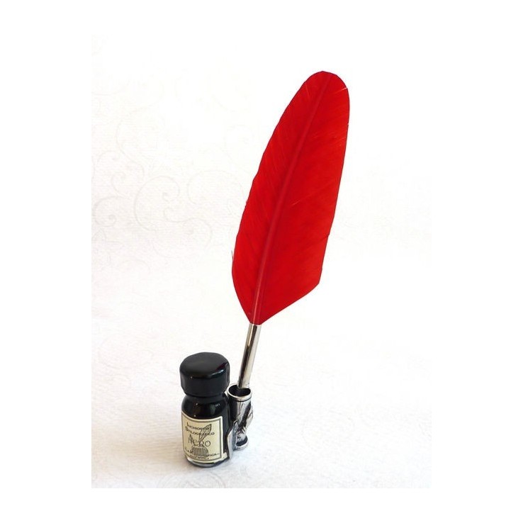 Red feather calligraphy pen - small