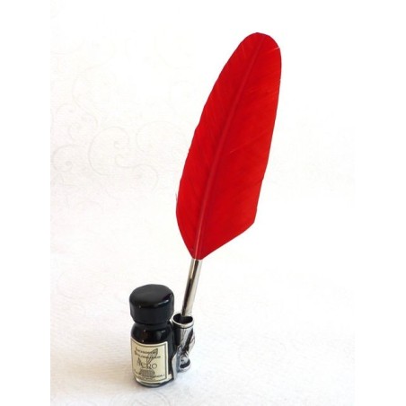 Red feather calligraphy pen - small