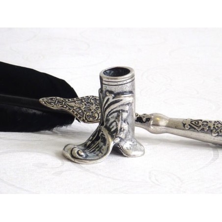 Black Feather Pen, Boot Holder & Ink